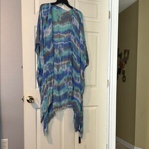 Blue and Green Tie-Dye Kimono
